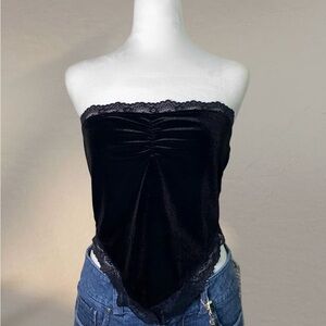 Cute black velvet Y2K 2000s Grunge Punk Tube Top
